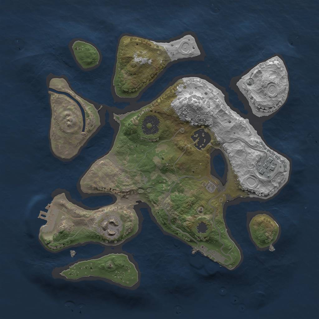 Rust Map: Procedural Map, Size: 2500, Seed: 1444747, 13 Monuments