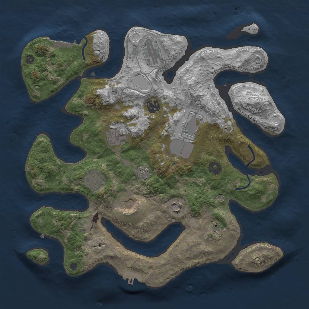 Rust Map: Procedural Map, Size: 3500, Seed: 910948411, 20 Monuments