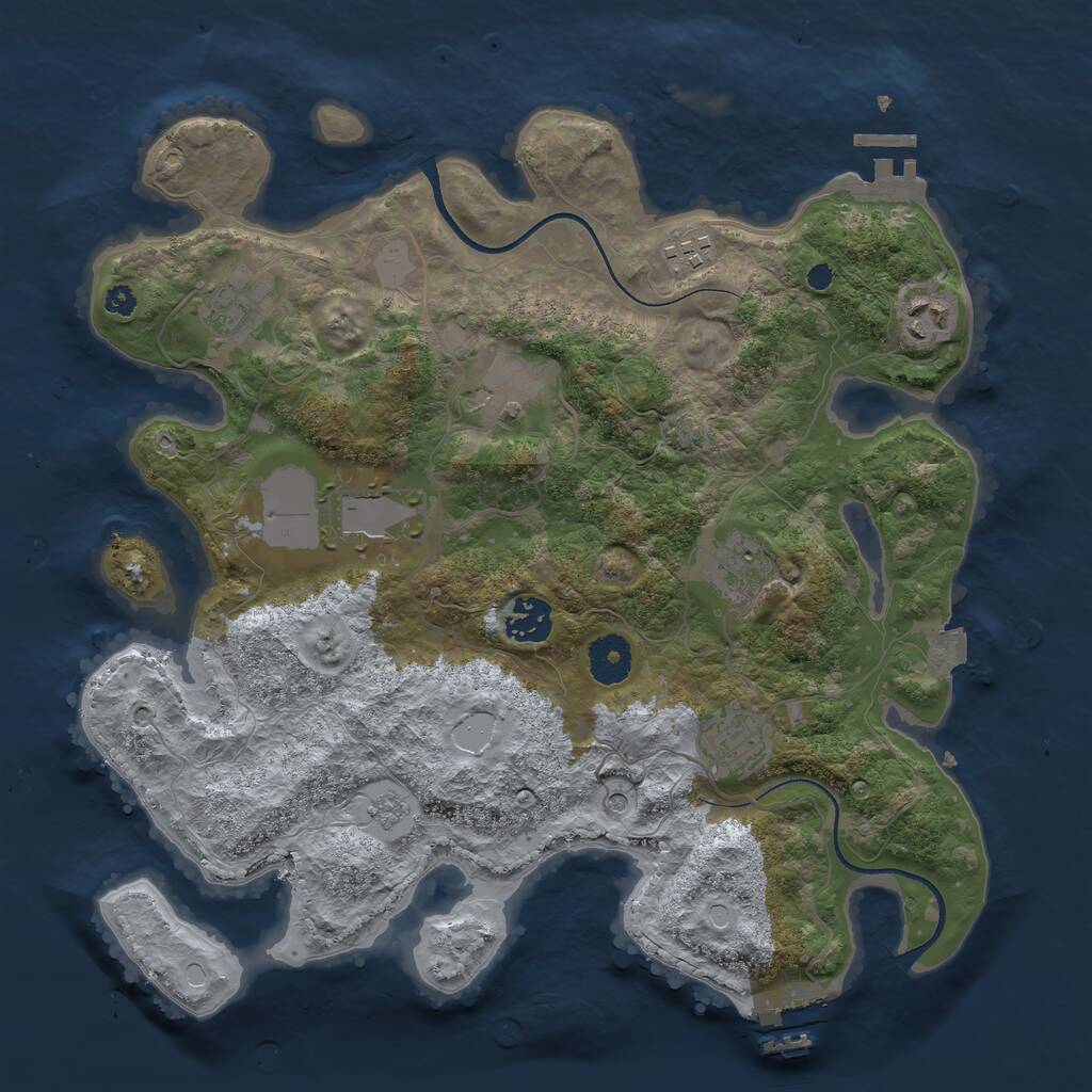 Rust Map: Procedural Map, Size: 3500, Seed: 607781, 14 Monuments