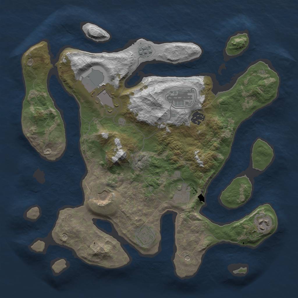 Rust Map: Barren, Size: 3500, Seed: 681898479, 11 Monuments
