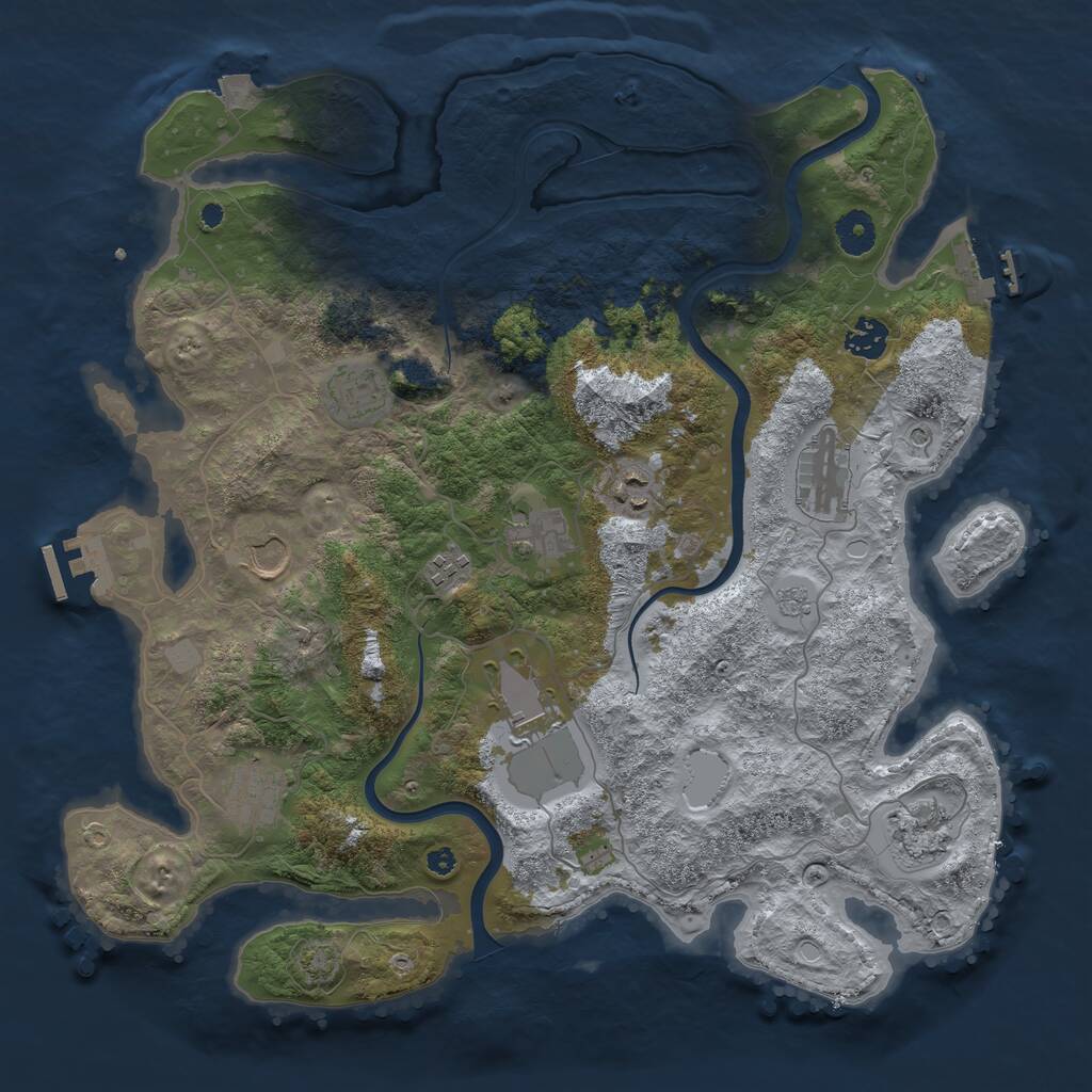 Rust Map: Procedural Map, Size: 3900, Seed: 19, 16 Monuments