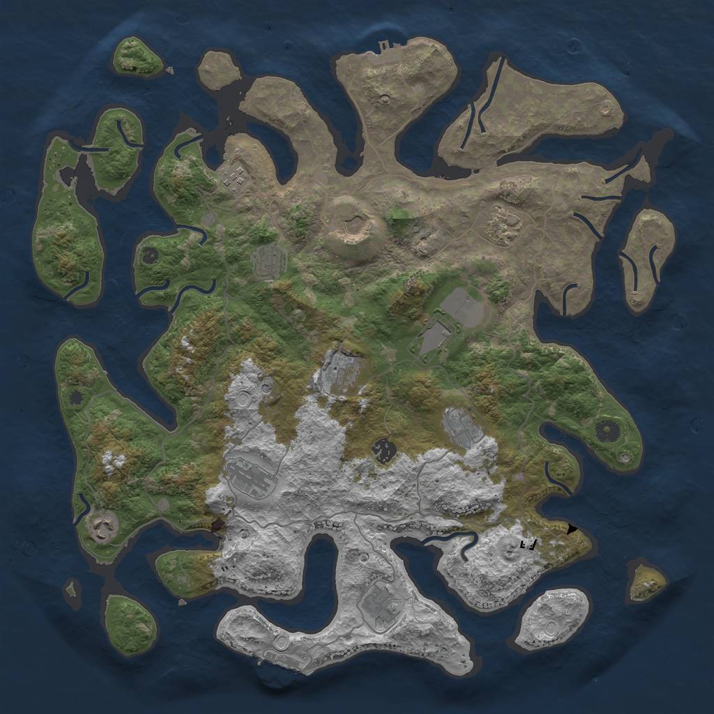 Rust Map: Procedural Map, Size: 4500, Seed: 2002125314, 22 Monuments