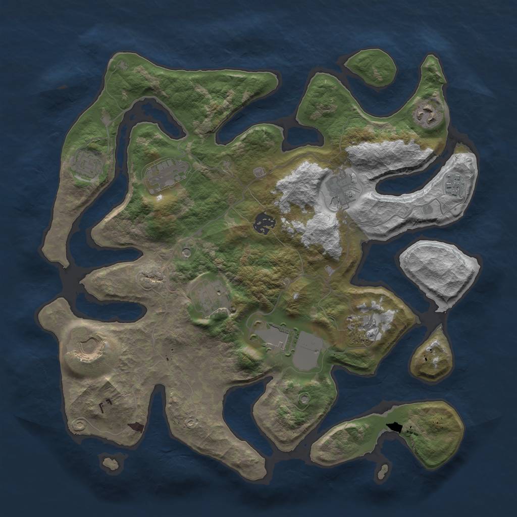 Rust Map: Barren, Size: 3700, Seed: 893251362, 13 Monuments