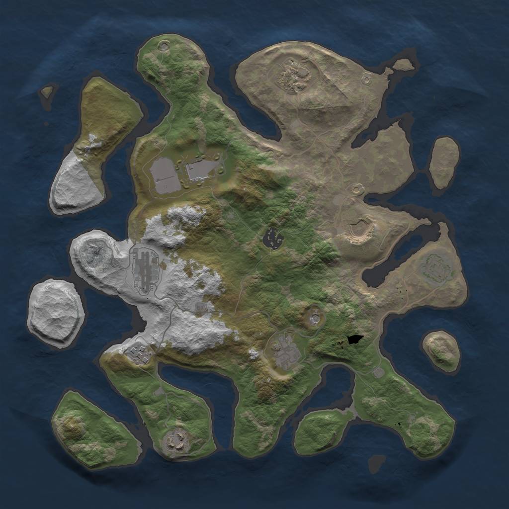 Rust Map: Barren, Size: 3700, Seed: 255409855, 12 Monuments