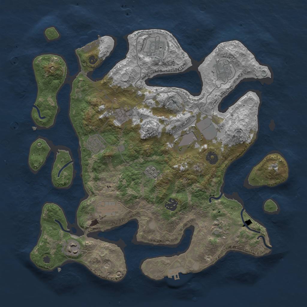 Rust Map: Procedural Map, Size: 3700, Seed: 1742345728, 21 Monuments