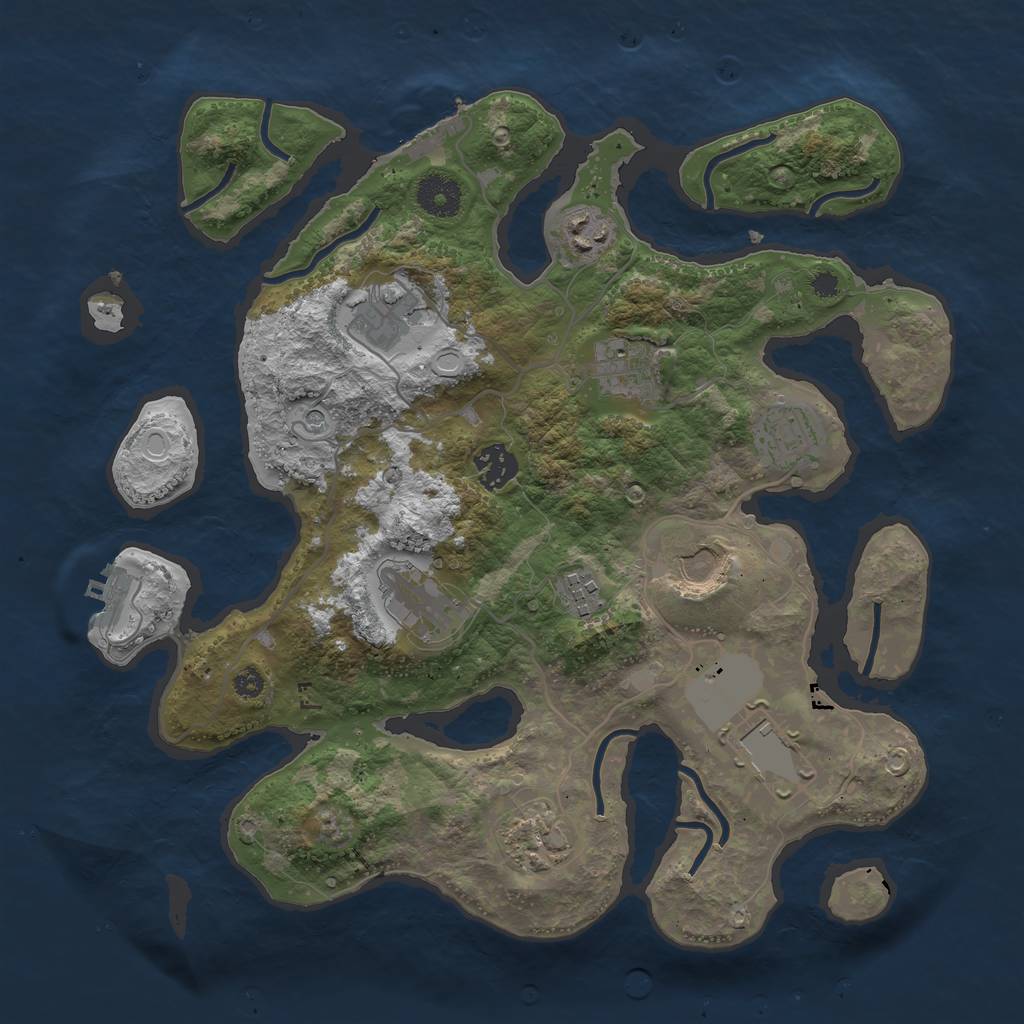 Rust Map: Procedural Map, Size: 3500, Seed: 1285205304, 21 Monuments