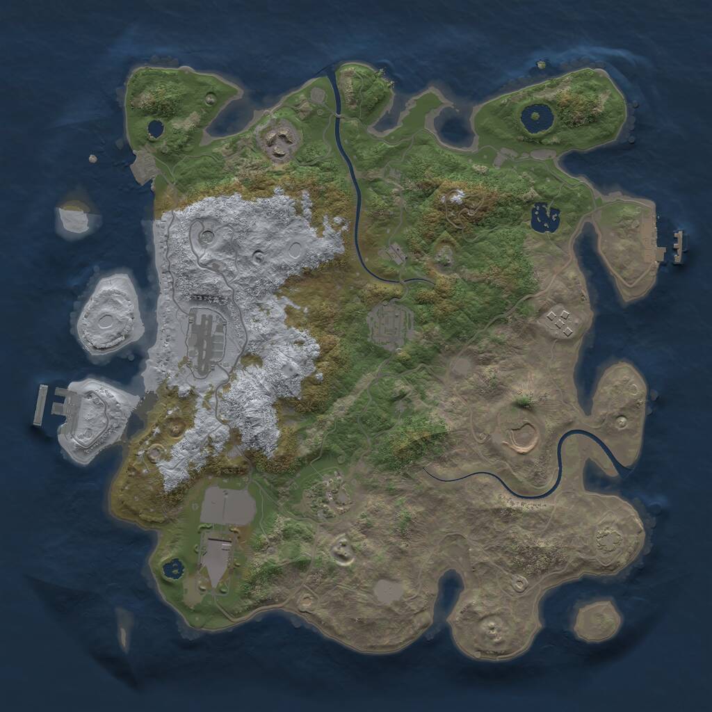 Rust Map: Procedural Map, Size: 3500, Seed: 1285205304, 13 Monuments