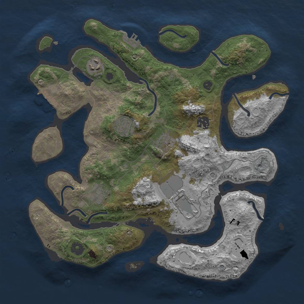 Rust Map: Procedural Map, Size: 3500, Seed: 2045, 17 Monuments