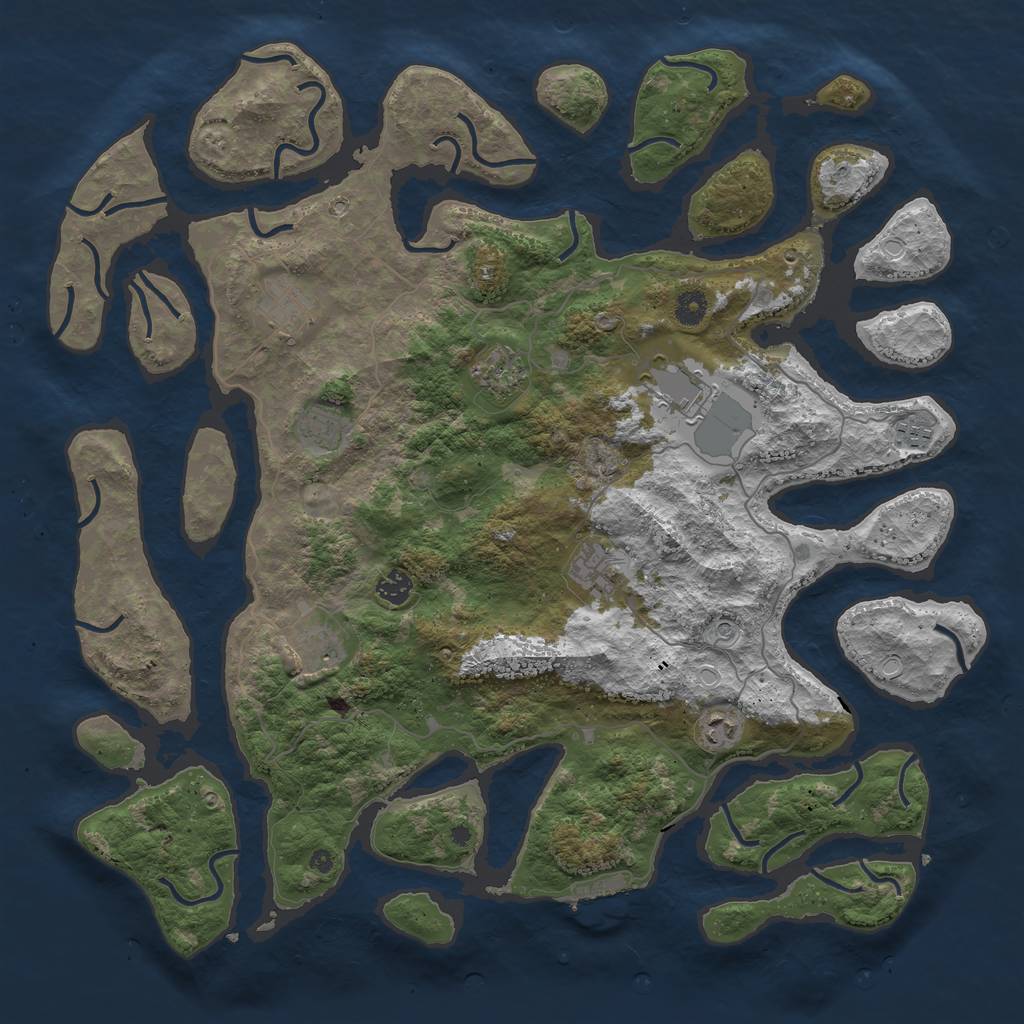 Rust Map: Procedural Map, Size: 4500, Seed: 5243, 19 Monuments