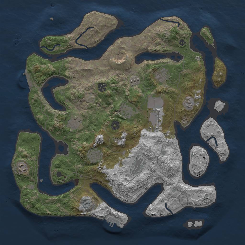 Rust Map: Procedural Map, Size: 4000, Seed: 1020304050, 21 Monuments