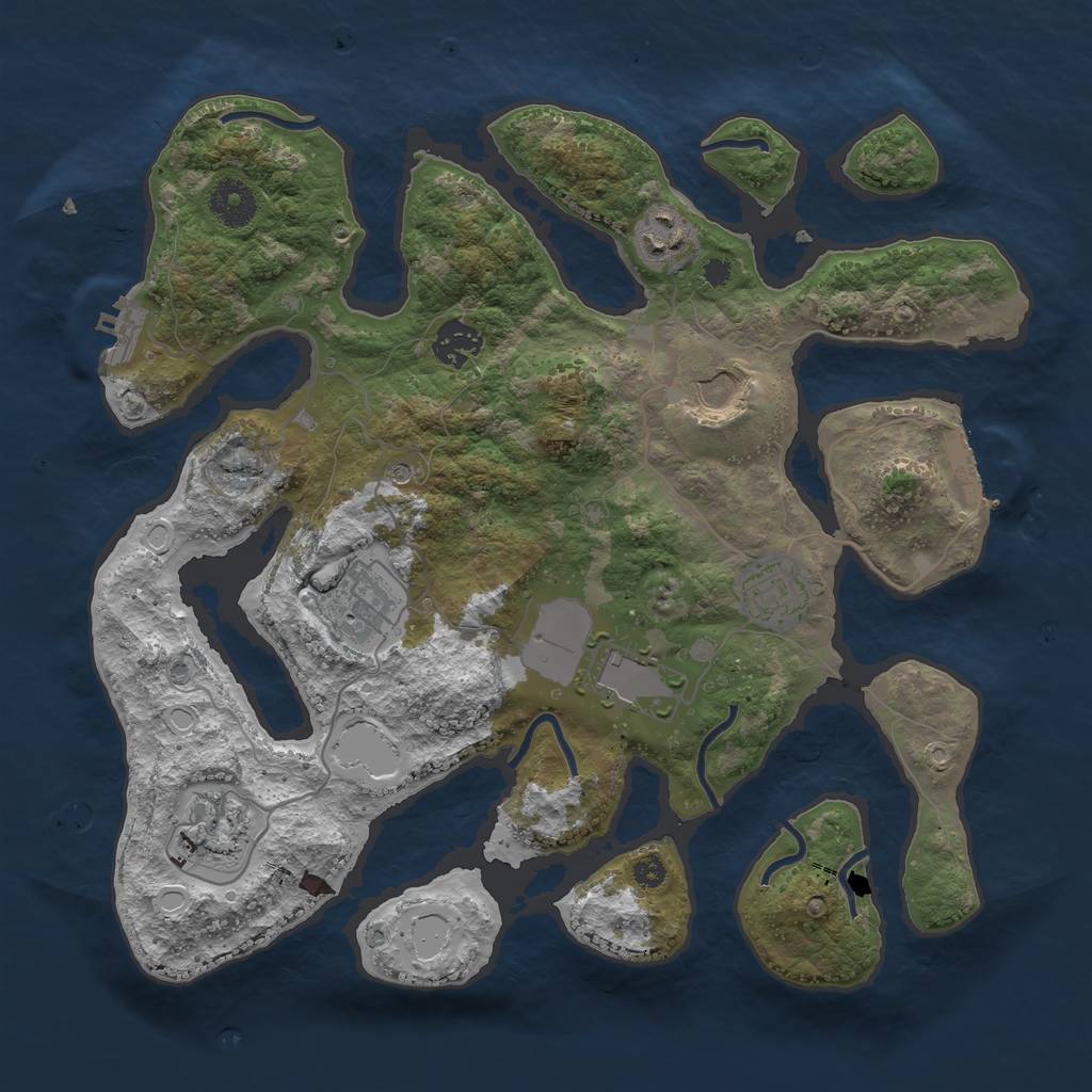 Rust Map: Procedural Map, Size: 3500, Seed: 1758808162, 18 Monuments