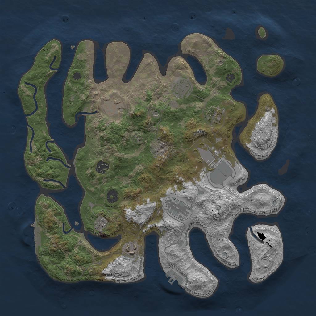 Rust Map: Procedural Map, Size: 3700, Seed: 876241011, 19 Monuments