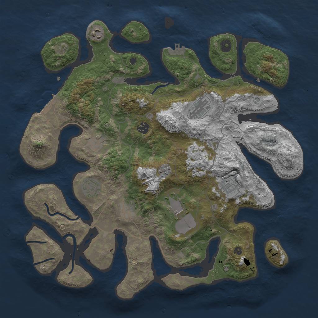 Rust Map: Procedural Map, Size: 4000, Seed: 333333, 20 Monuments