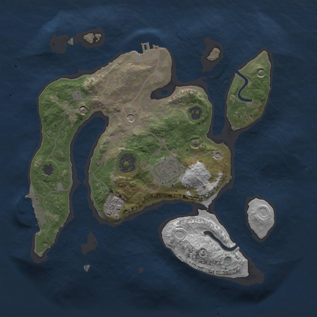 Rust Map: Procedural Map, Size: 2500, Seed: 4414, 13 Monuments