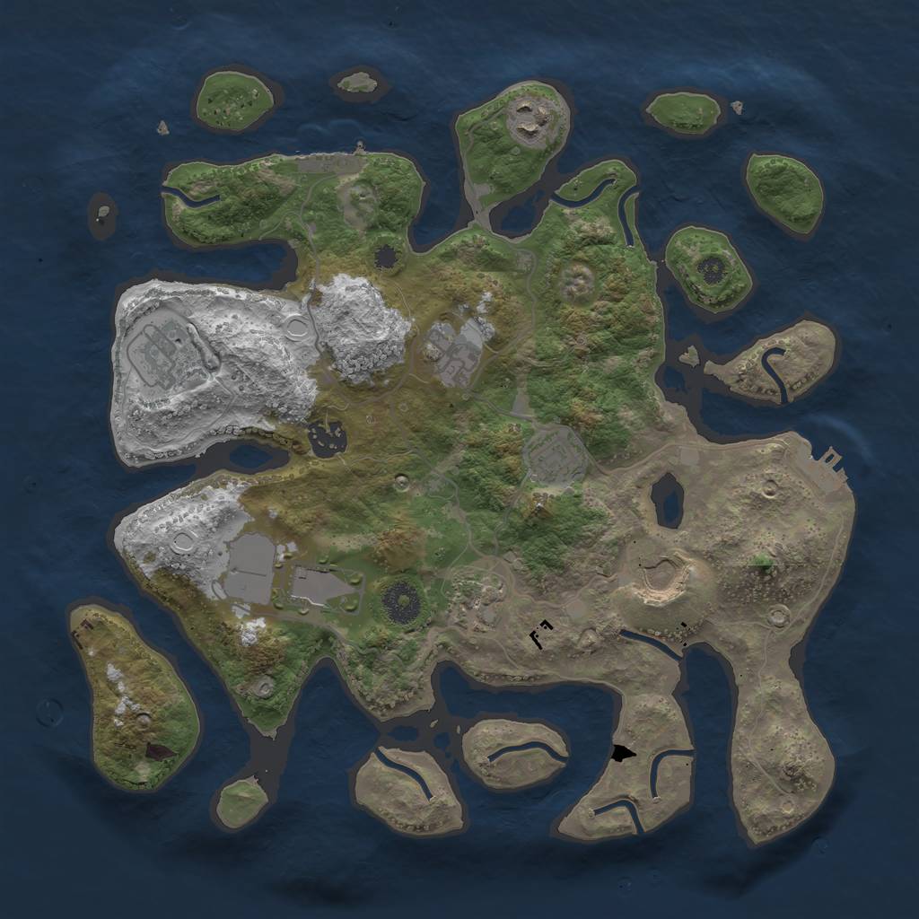 Rust Map: Procedural Map, Size: 3500, Seed: 1122491845, 18 Monuments