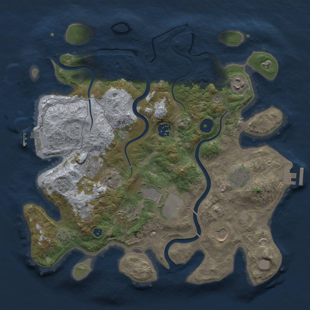 Rust Map: Procedural Map, Size: 3500, Seed: 1122491845, 14 Monuments