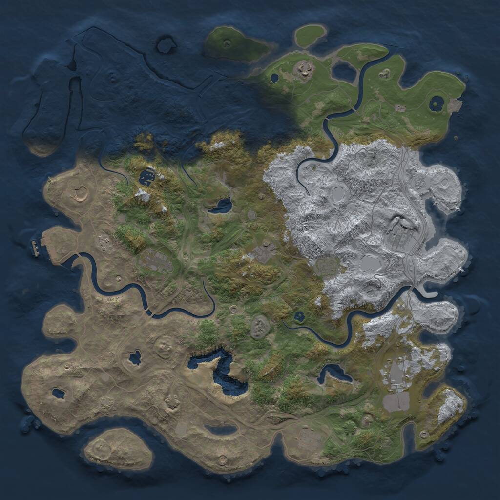 Rust Map: Procedural Map, Size: 4860, Seed: 625, 16 Monuments