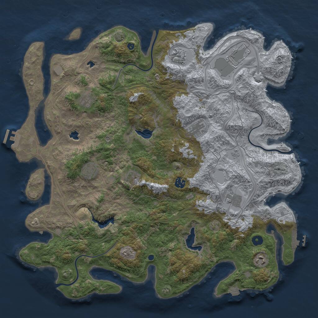 Rust Map: Procedural Map, Size: 4500, Seed: 27523401, 16 Monuments