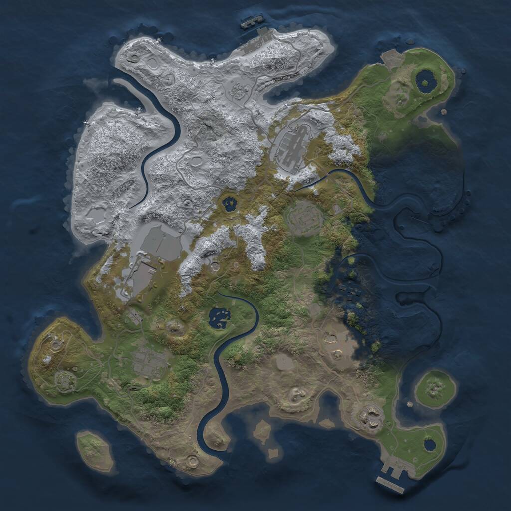 Rust Map: Procedural Map, Size: 3500, Seed: 1691837094, 14 Monuments
