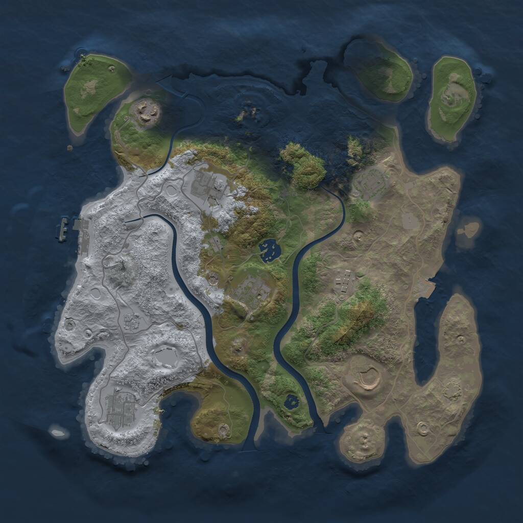 Rust Map: Procedural Map, Size: 3500, Seed: 34173, 13 Monuments