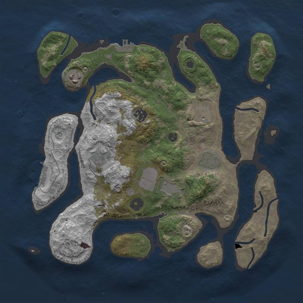 Rust Map: Procedural Map, Size: 3500, Seed: 34173, 17 Monuments