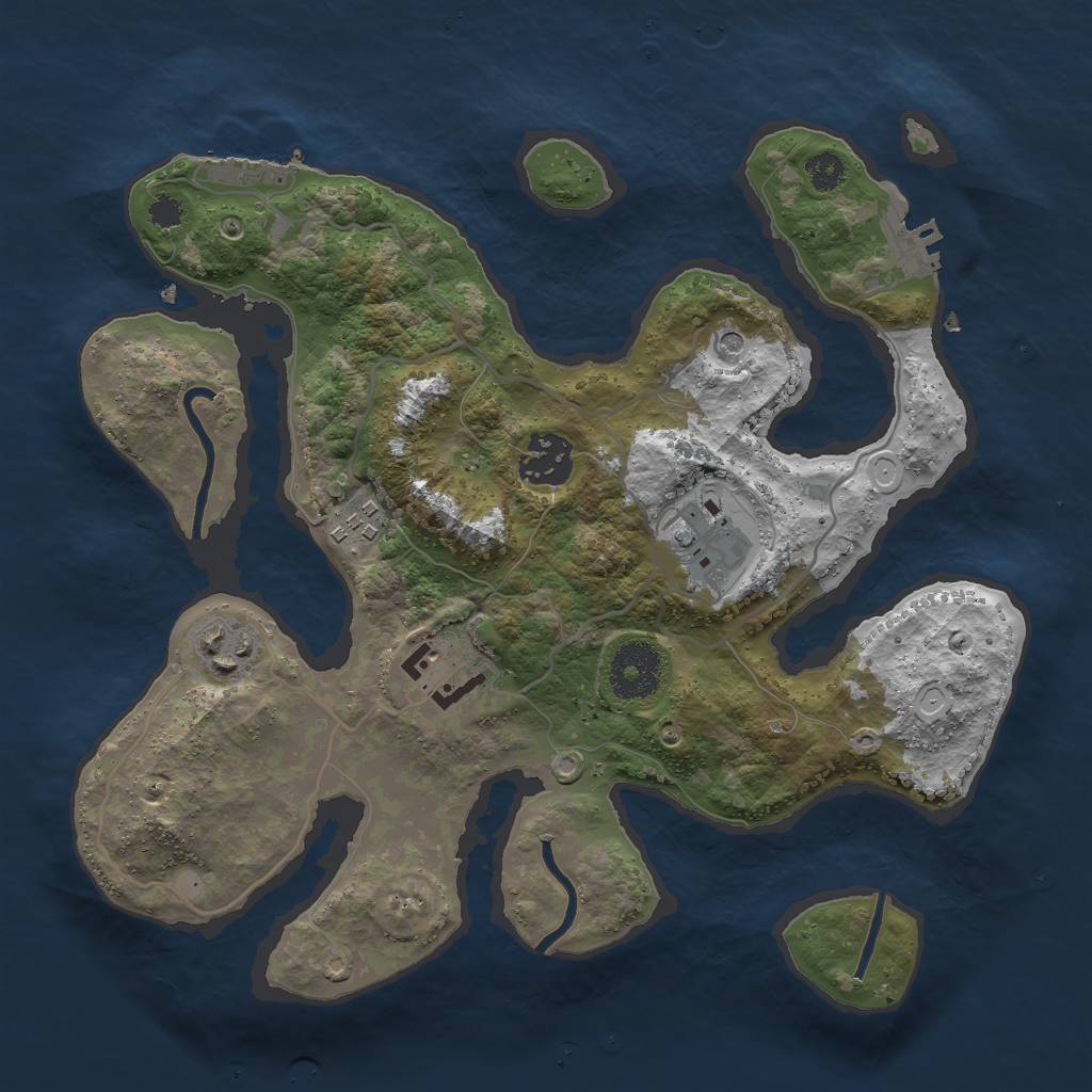 Rust Map: Procedural Map, Size: 3000, Seed: 887306804, 16 Monuments