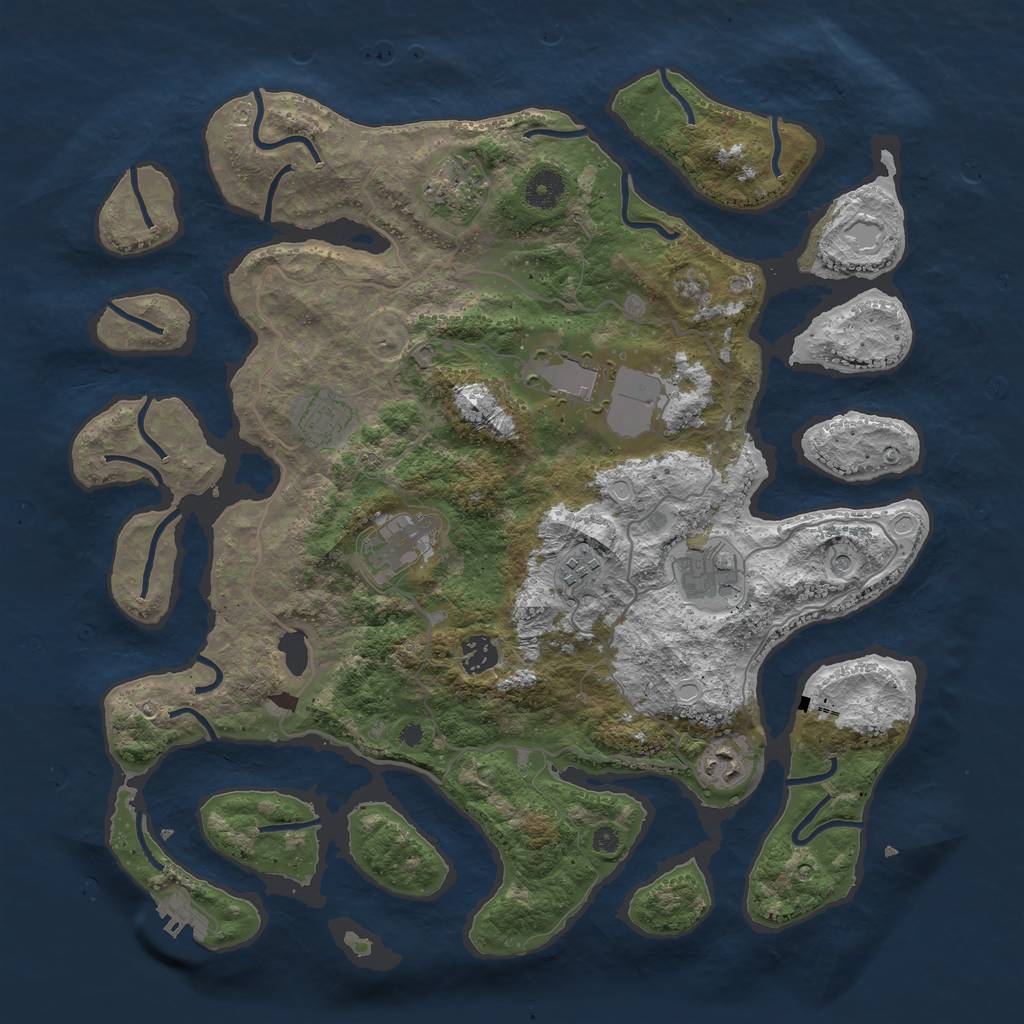 Rust Map: Procedural Map, Size: 4000, Seed: 1941059559, 18 Monuments