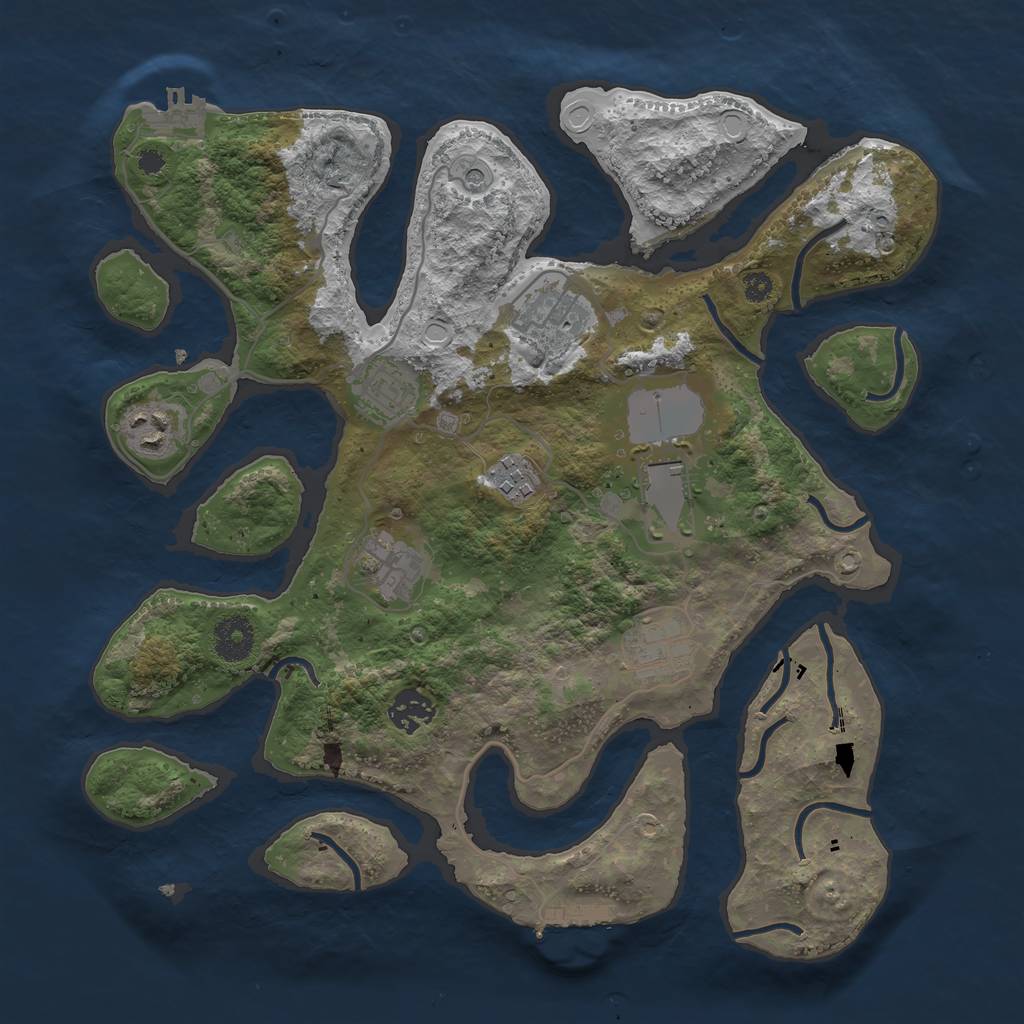 Rust Map: Procedural Map, Size: 3500, Seed: 178688305, 19 Monuments