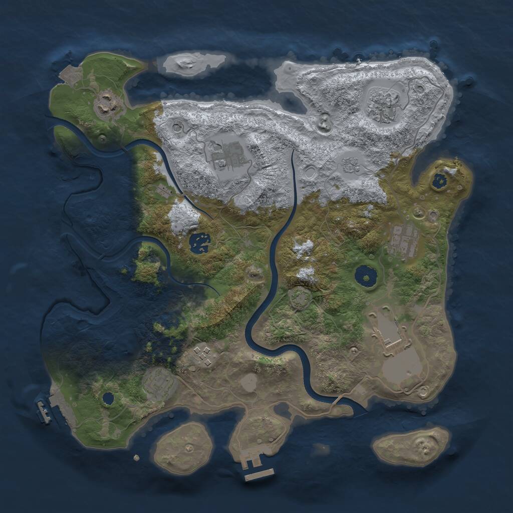 Rust Map: Procedural Map, Size: 3500, Seed: 1889496569, 14 Monuments