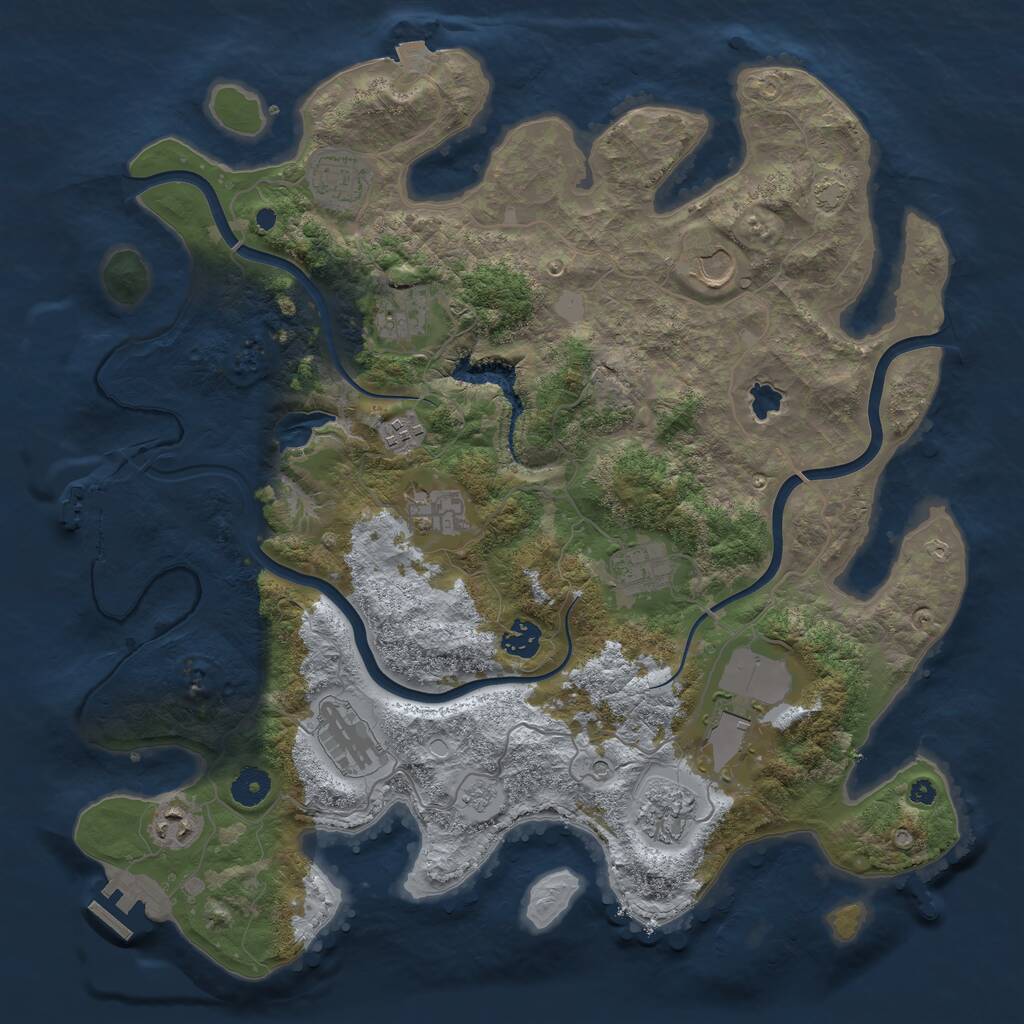 Rust Map: Procedural Map, Size: 4000, Seed: 95496329, 17 Monuments