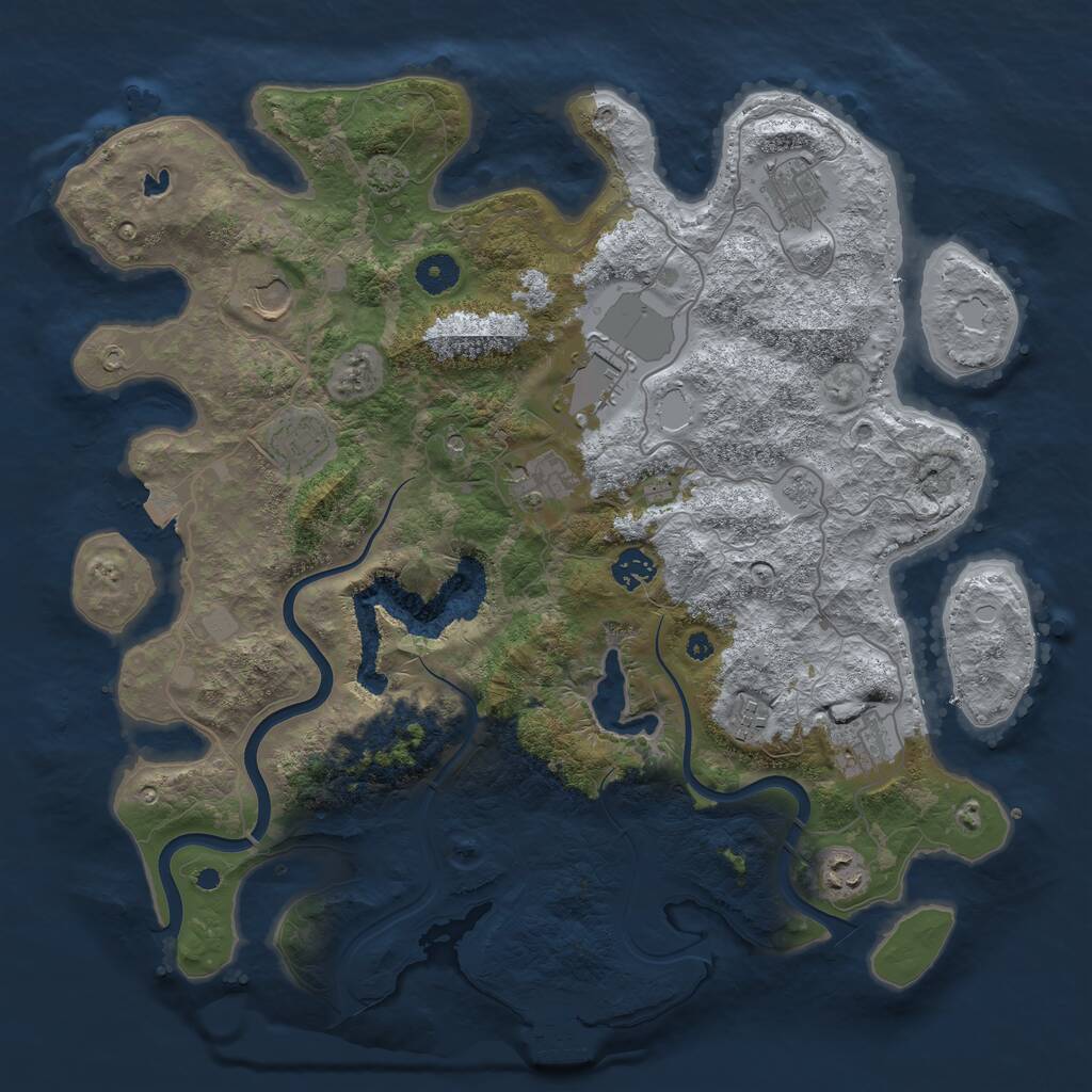 Rust Map: Procedural Map, Size: 4000, Seed: 107825341, 14 Monuments