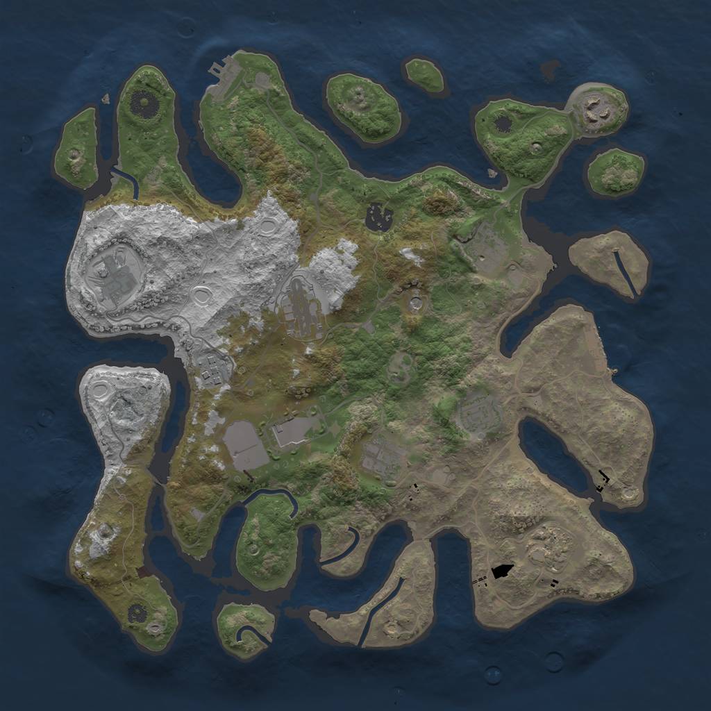 Rust Map: Procedural Map, Size: 3700, Seed: 2009193721, 21 Monuments
