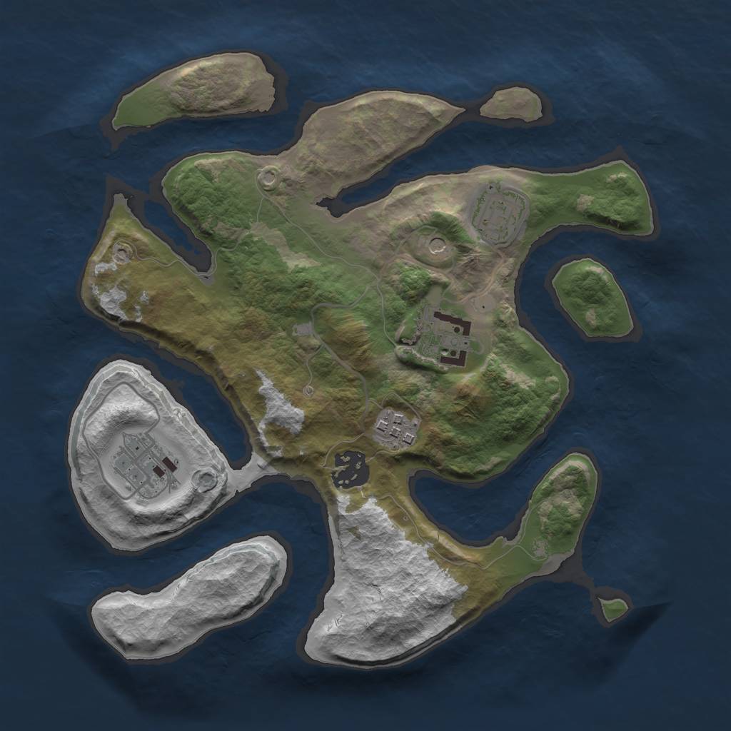 Rust Map: Barren, Size: 2800, Seed: 52345621, 8 Monuments