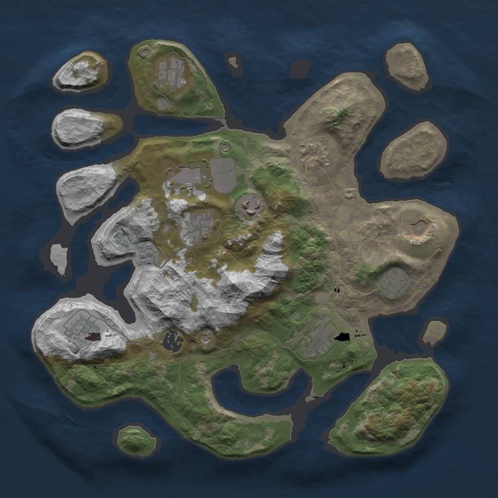 Rust Map: Barren, Size: 3700, Seed: 1524415007, 14 Monuments