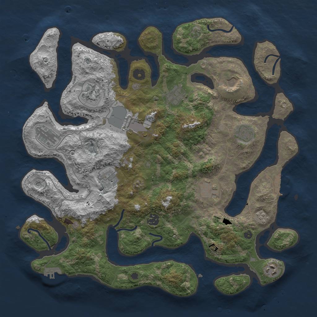 Rust Map: Procedural Map, Size: 3950, Seed: 2026092734, 22 Monuments