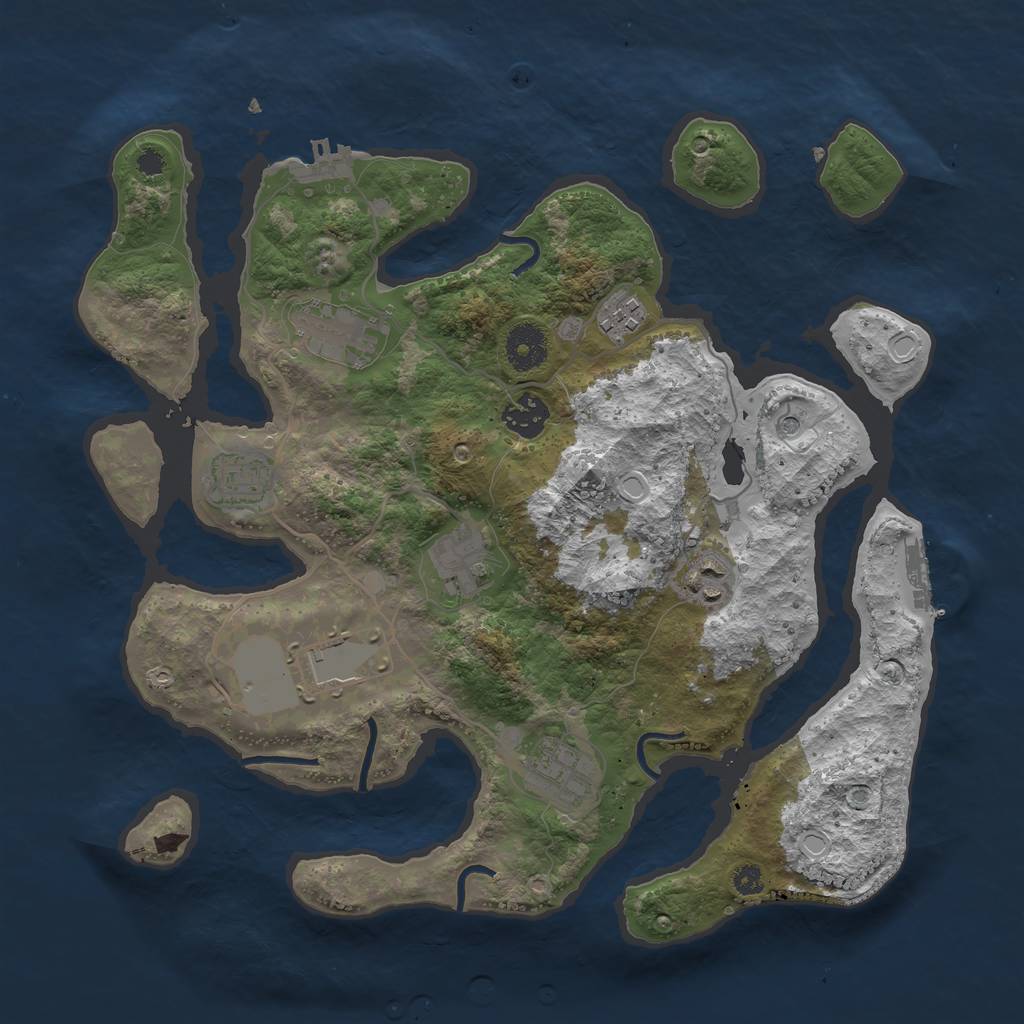 Rust Map: Procedural Map, Size: 3500, Seed: 953185188, 19 Monuments