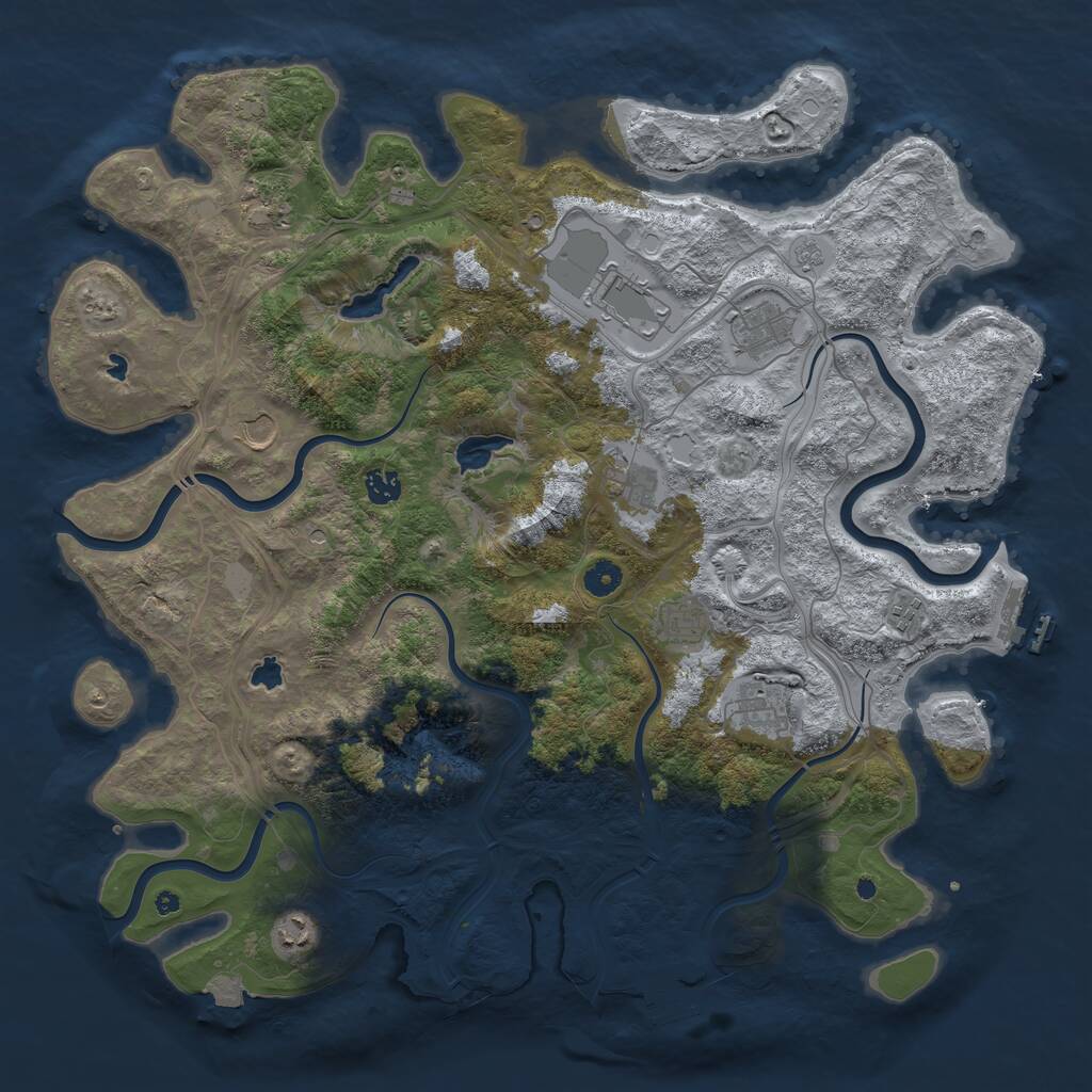 Rust Map: Procedural Map, Size: 4500, Seed: 345676621, 16 Monuments