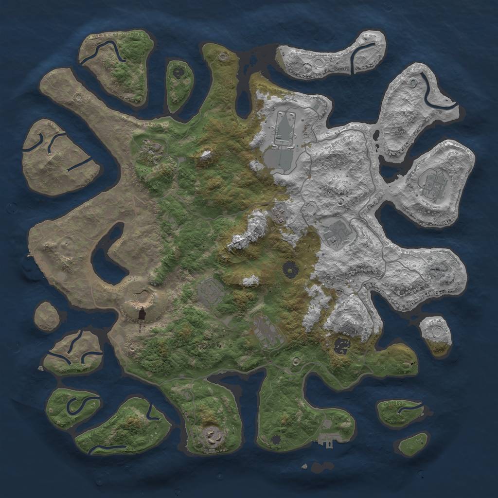 Rust Map: Procedural Map, Size: 4500, Seed: 345676621, 21 Monuments