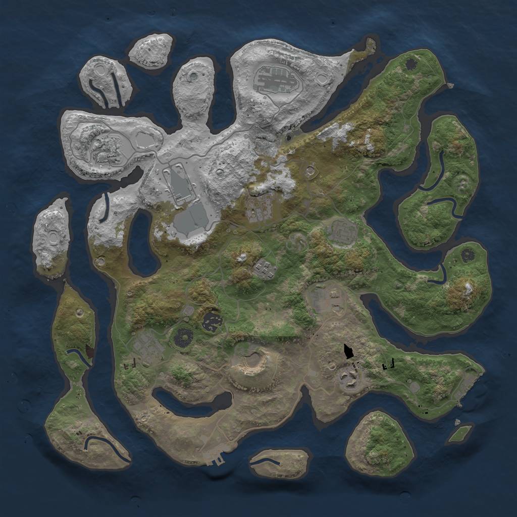 Rust Map: Procedural Map, Size: 3950, Seed: 459128852, 22 Monuments