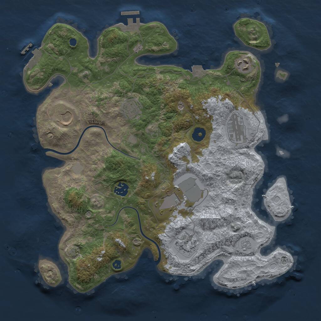 Rust Map: Procedural Map, Size: 3500, Seed: 956154, 13 Monuments