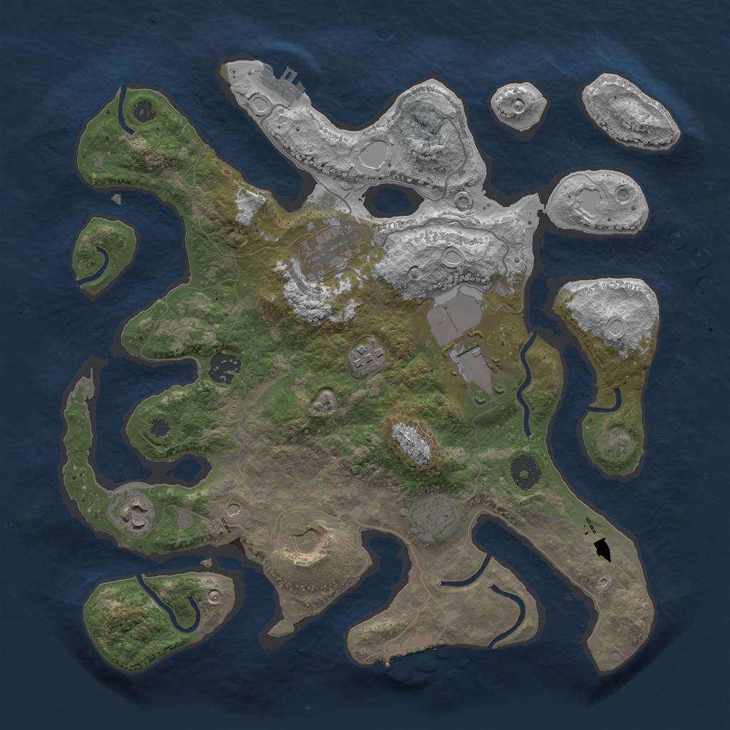 Rust Map: Procedural Map, Size: 3500, Seed: 60402, 18 Monuments