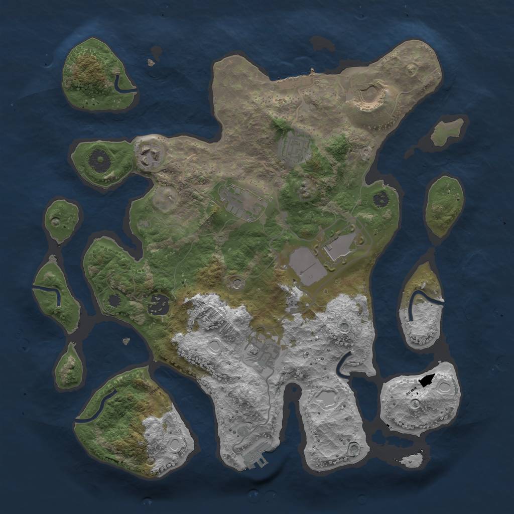 Rust Map: Procedural Map, Size: 3500, Seed: 1184915329, 18 Monuments