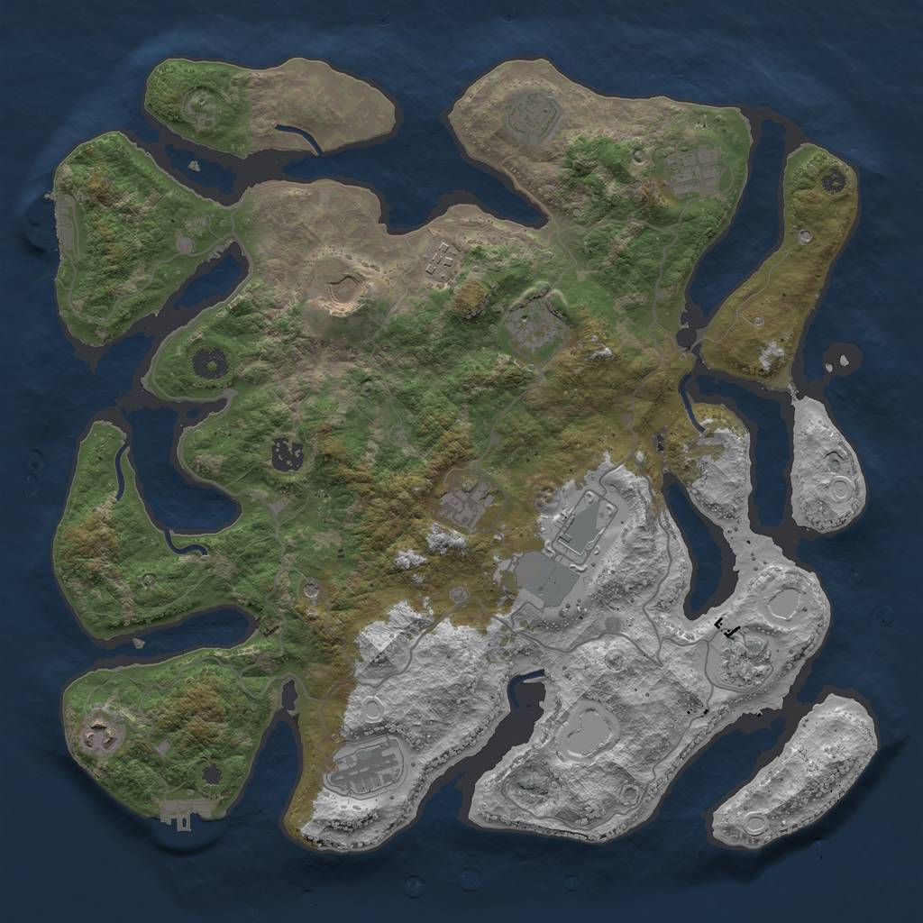 Rust Map: Procedural Map, Size: 4050, Seed: 2046894970, 22 Monuments