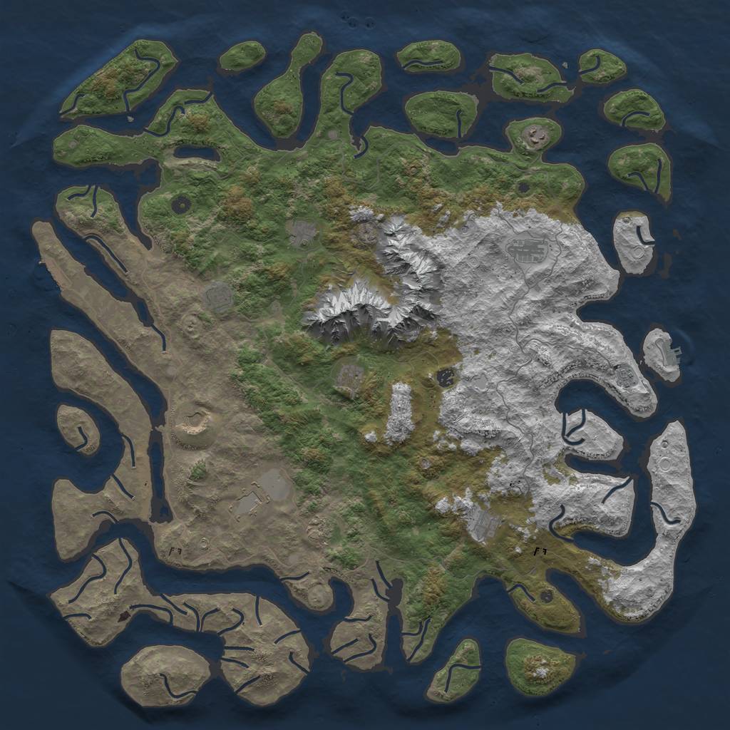 Rust Map: Procedural Map, Size: 6000, Seed: 246810, 22 Monuments