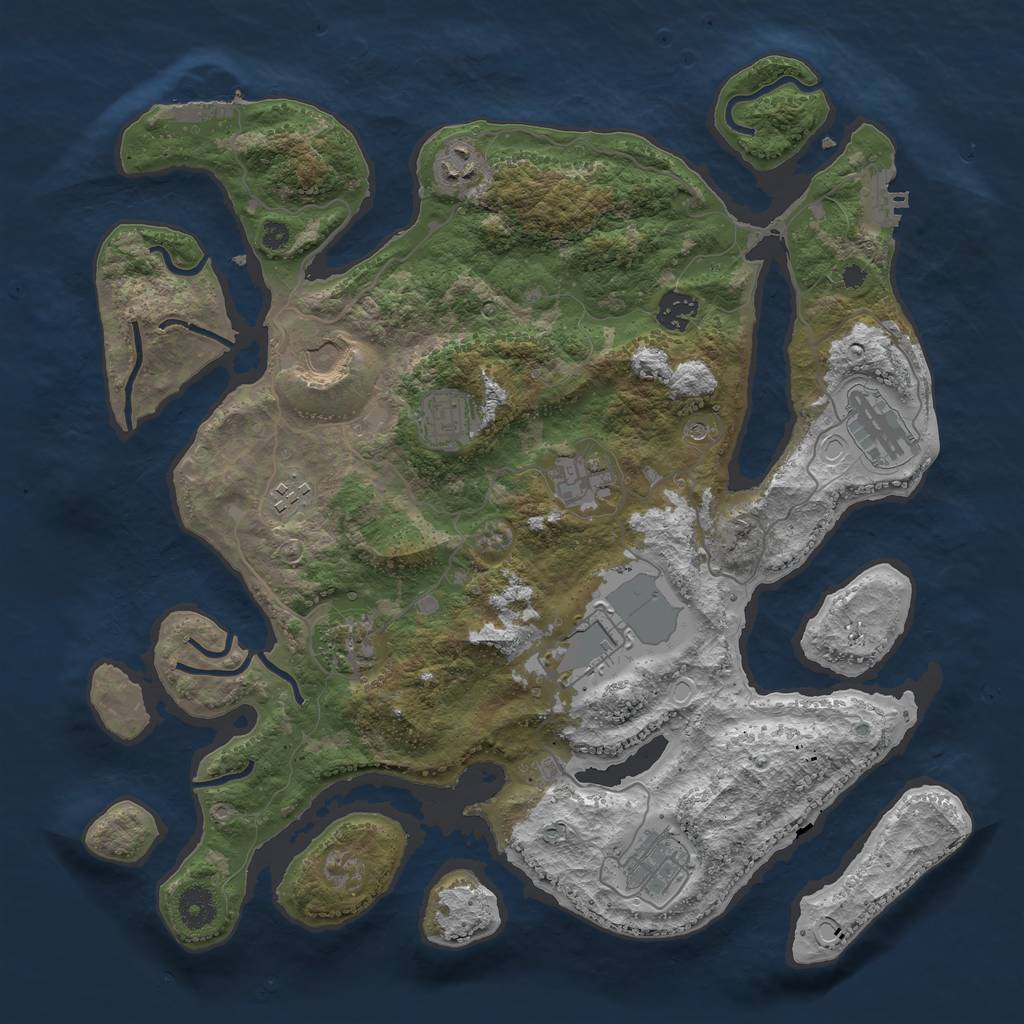 Rust Map: Procedural Map, Size: 3850, Seed: 280606461, 21 Monuments