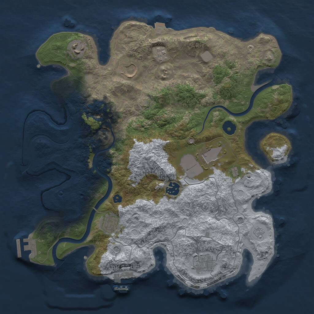 Rust Map: Procedural Map, Size: 3500, Seed: 289547, 13 Monuments