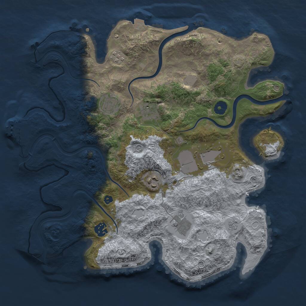 Rust Map: Procedural Map, Size: 3500, Seed: 289547, 12 Monuments