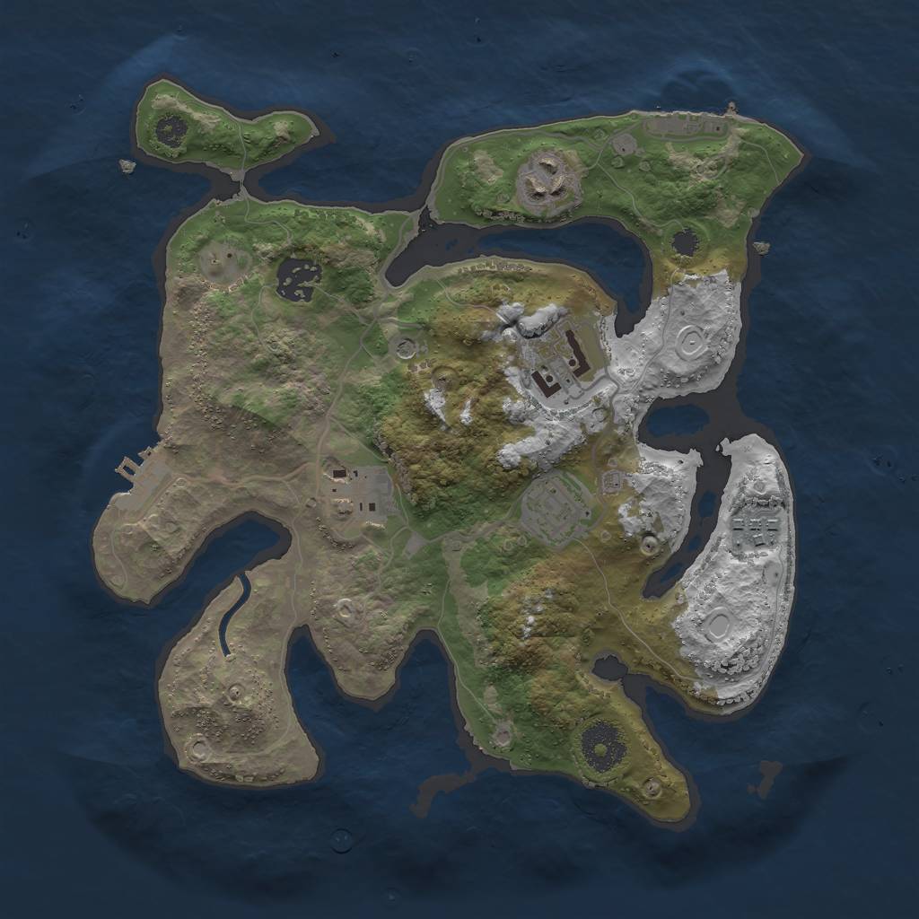 Rust Map: Procedural Map, Size: 3000, Seed: 1876744426, 17 Monuments