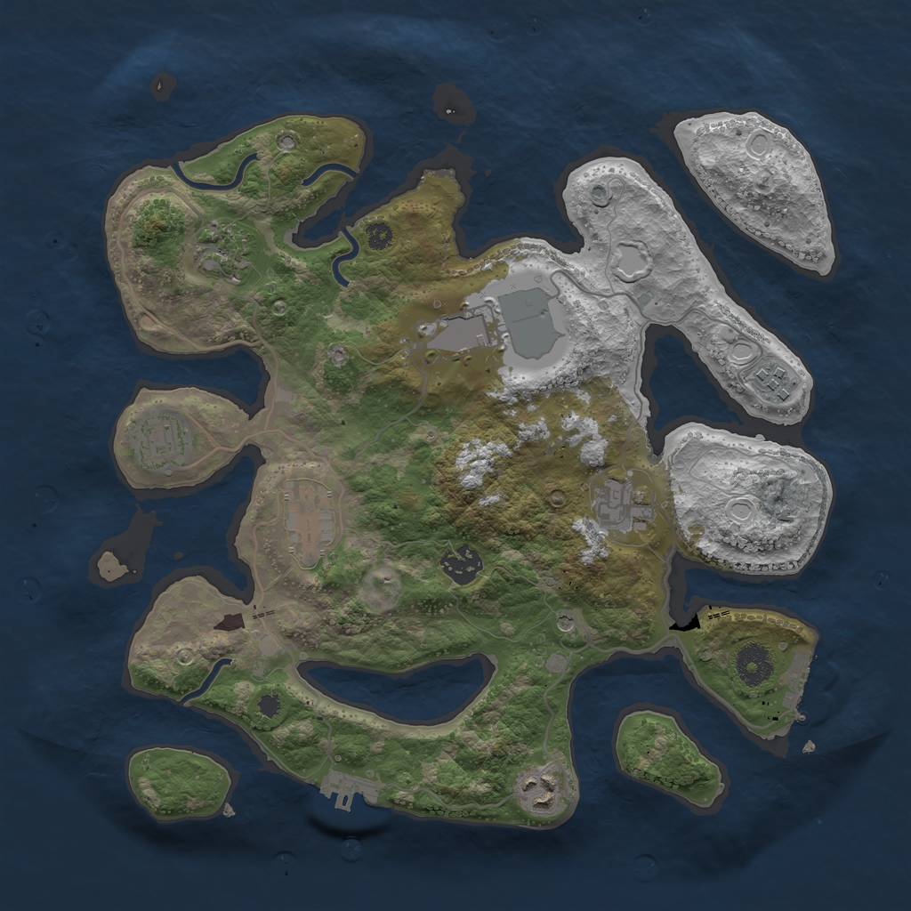 Rust Map: Procedural Map, Size: 3500, Seed: 1739596864, 19 Monuments