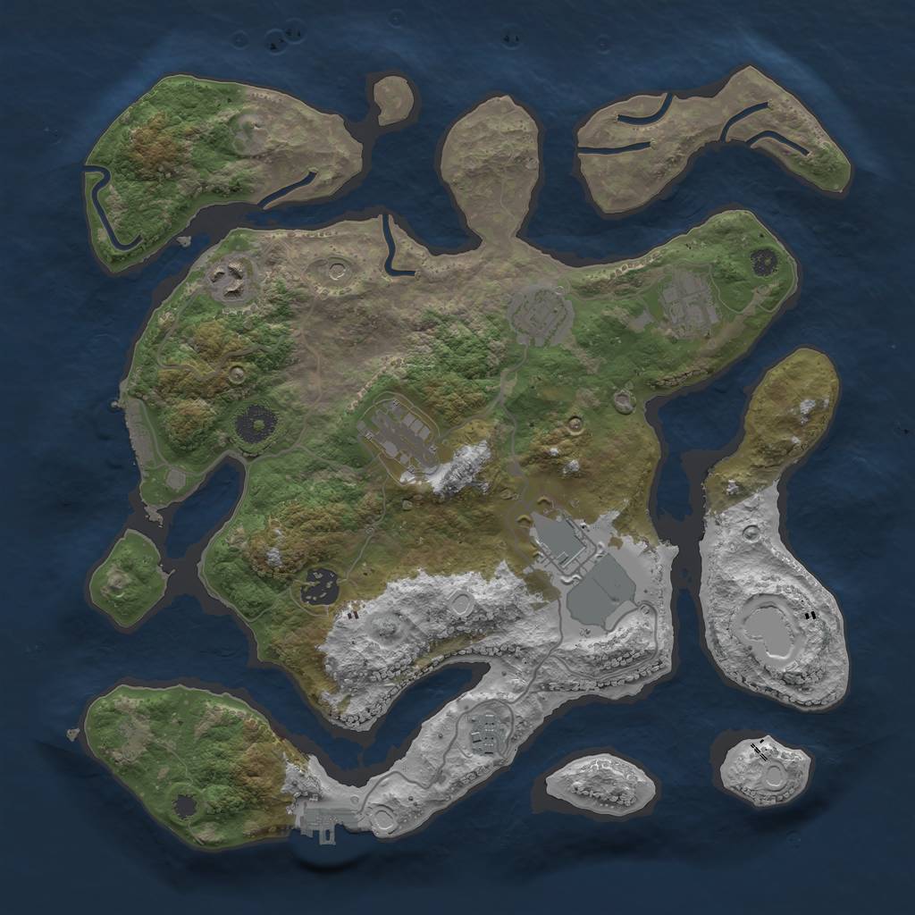 Rust Map: Procedural Map, Size: 3500, Seed: 2094952134, 18 Monuments